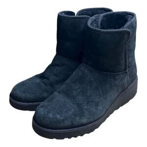 Ugg Kristin Wedge Short Boots Winter Shearling Black Suede Women’s Designer US 6